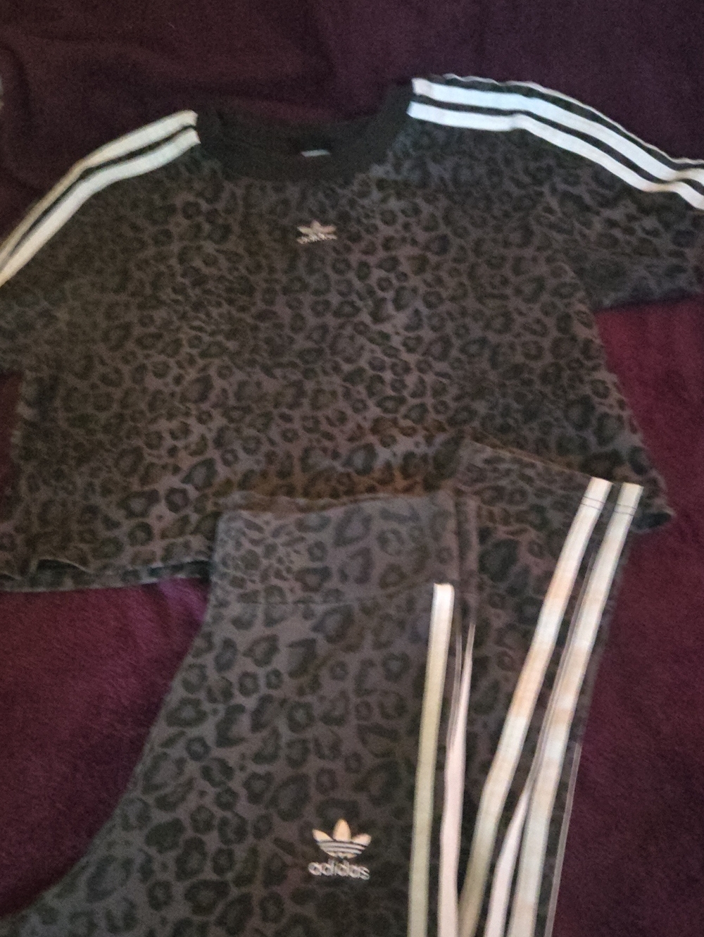 adidas Black and White Leopard Print  Set